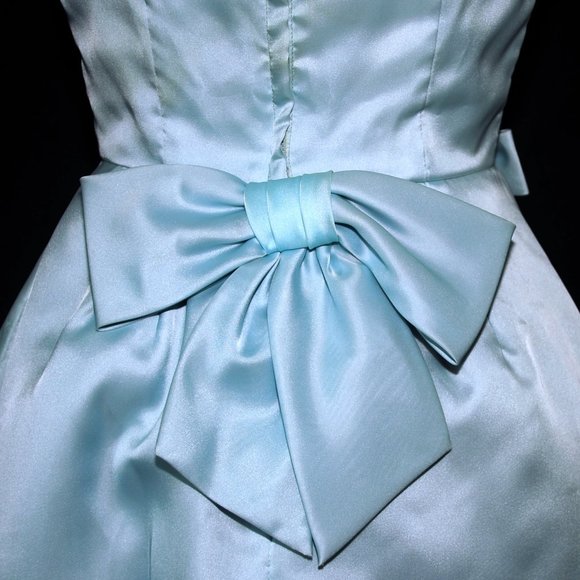 VTG 60's Pastel Turquoise Blue Party Prom Dress - Picture 12 of 14